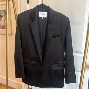 Frame Denim Black Formal Blazer with Notch Lapels